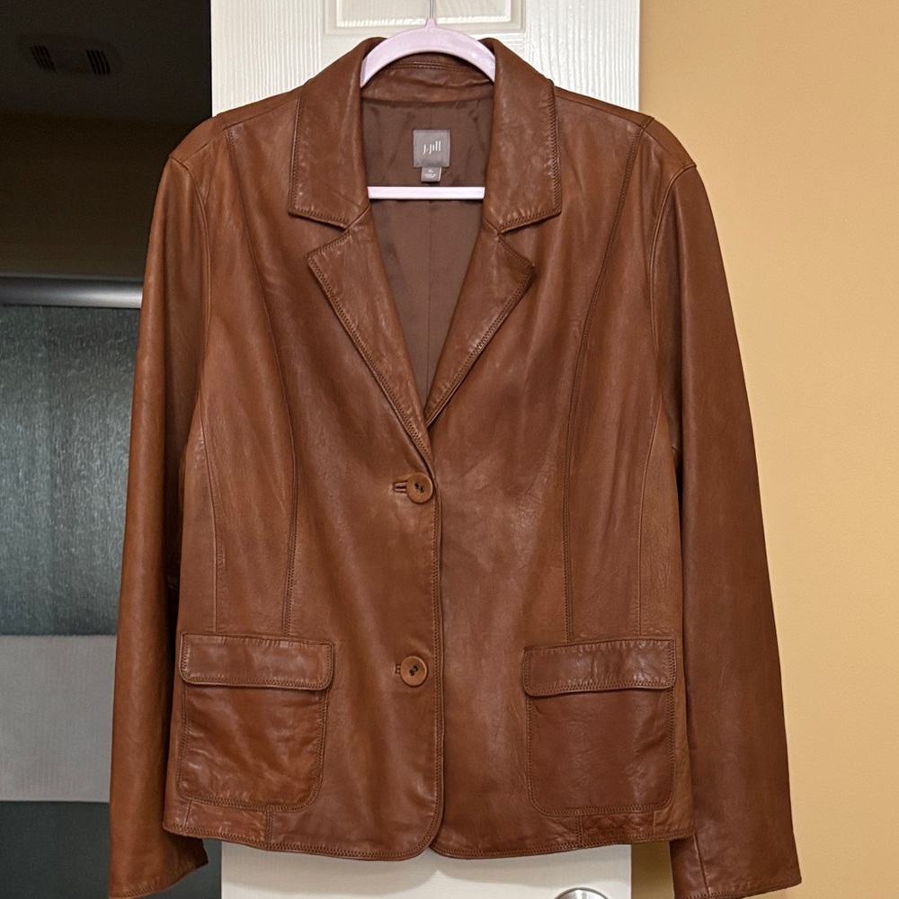 J. Jill Women's Brown Leather Blazer